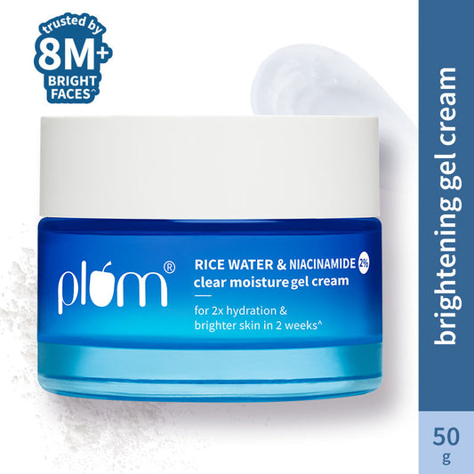 Plum 2% Niacinamide And Rice Water Moisturiser - Lightweight Gel Cream For Oil-Free Hydration