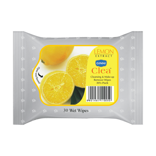 GINNI CLEA CLEANSING & MAKEUP REMOVER WET WIPES - LEMON (30 WIPES)