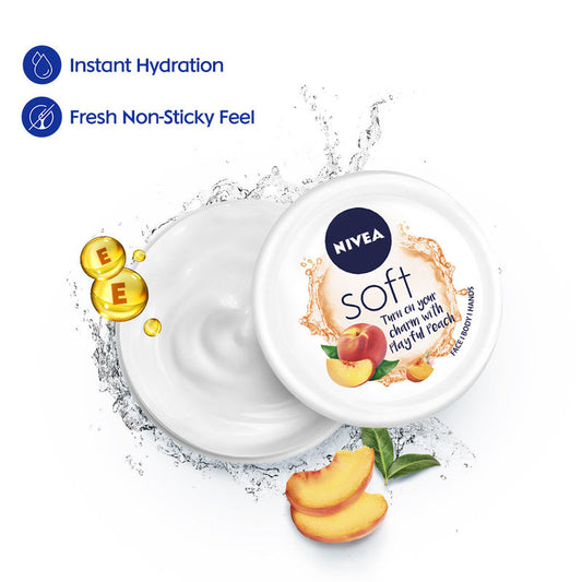 NIVEA Soft Light Moisturizer Cream Playful Peach For Hands And Body