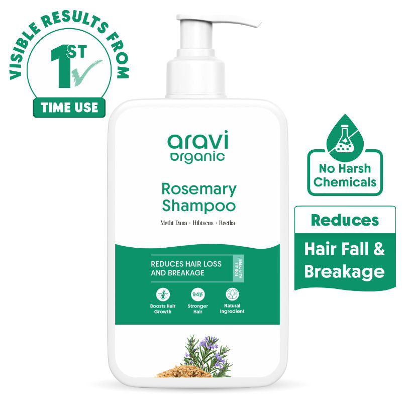 Aravi Organic Anti-Hairfall Rosemary Shampoo - Enriched Methi Dana & Hibiscus For Stronger Hair