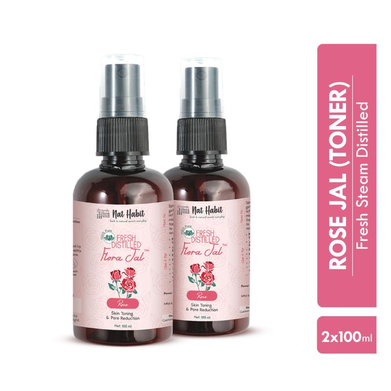 Nat Habit Gulab Jal 100% Pure Rose Water, Face Mist (Toner) for Pore Tightening, Acne & Hydration