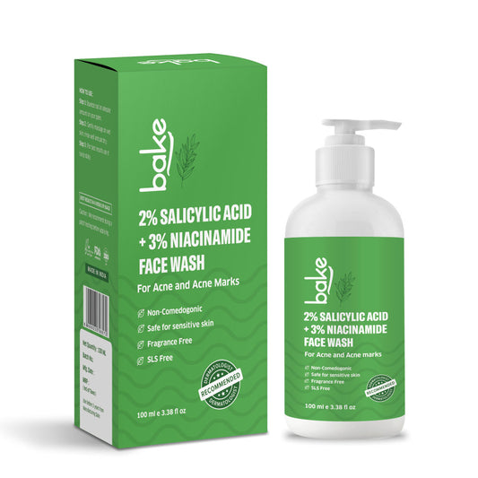 BAKE 2% Salicylic Acid & 3% Niacinamide Face Wash Treats Active Acne