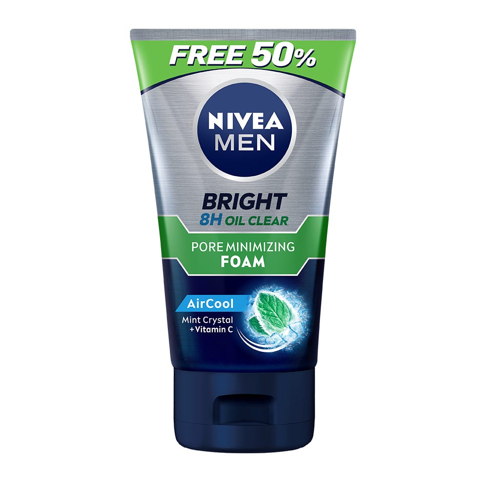 Nivea Men Bright 8H Oil Clear Pore Minimizing Foam Air Cool 100G