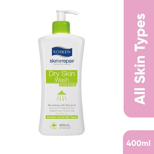 Rosken Dry Skin Wash For Face And Body 400Ml