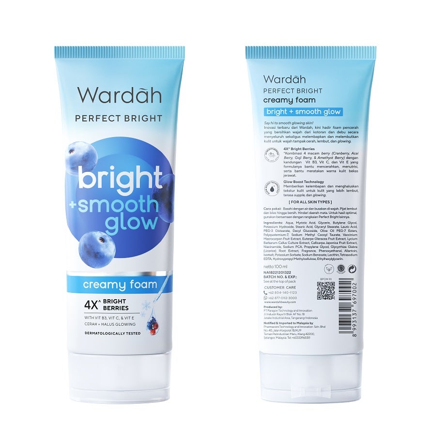 Wardah Perfect Bright Creamy Foam Bright + Smooth Glow 100Ml