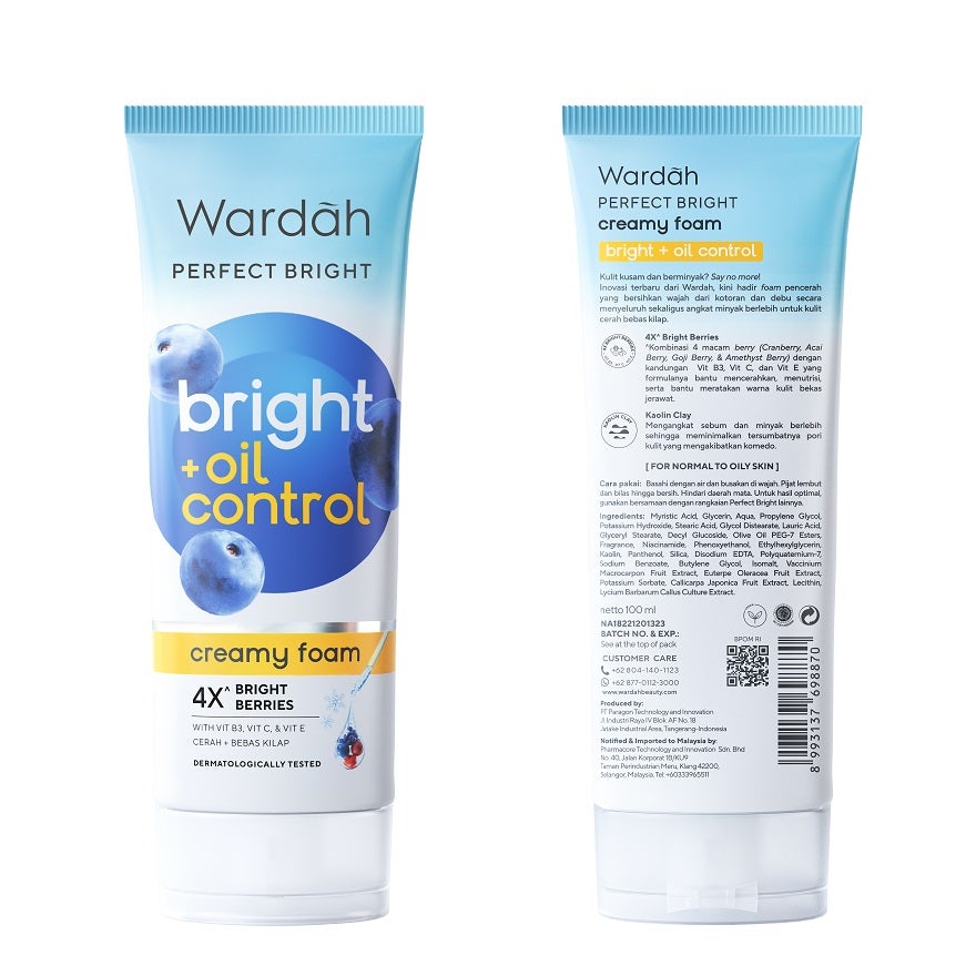 Wardah Perfect Bright Creamy Foam Bright + Oil Control 100Ml