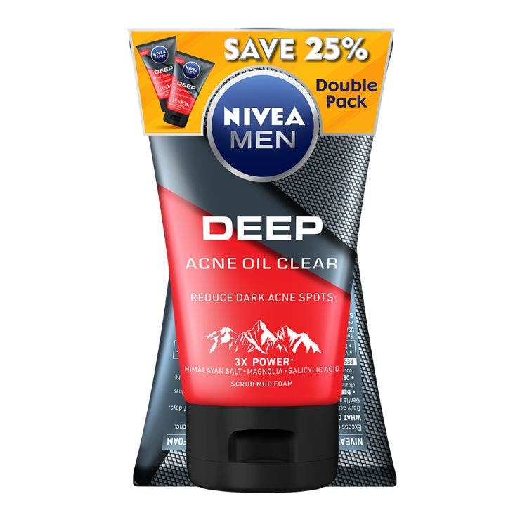 Nivea Men Deep Acne Oil Clear Scrub Mud Foam 100G Po2#