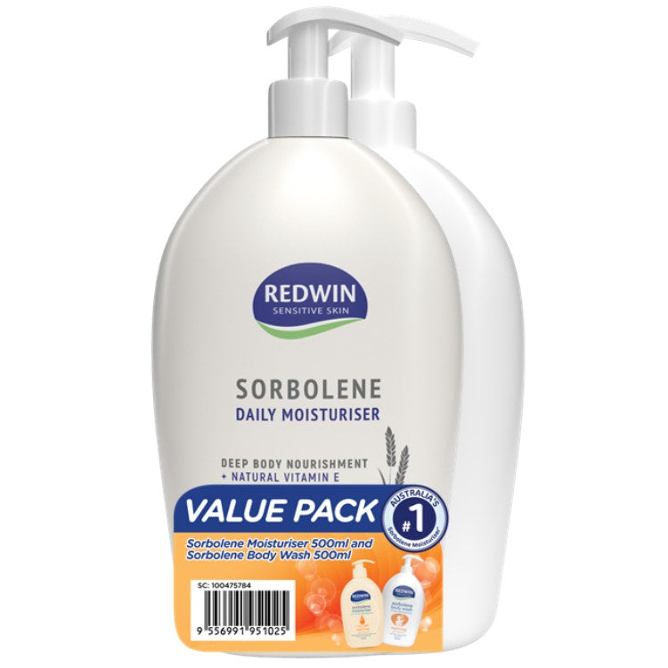Redwin Sorbolene Vitamin E Lotion + Body Wash 500Ml#