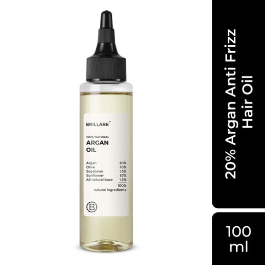 Brillare 20% Argan Oil for Dry, Frizzy Hair with 10% Olive Oil for Frizz Control & Manageable Hair