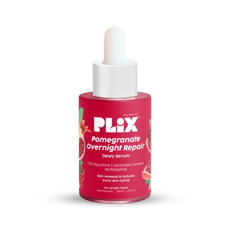 Plix Pomegranate Overnight Repair Dewy Serum for Ageless Glow With Ceramides Reduce Fine Lines