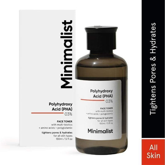 Minimalist 3% Polyhydroxy PHA Face Toner With Multi Biotics For Minimizing Pore Size & Hydrating Skin