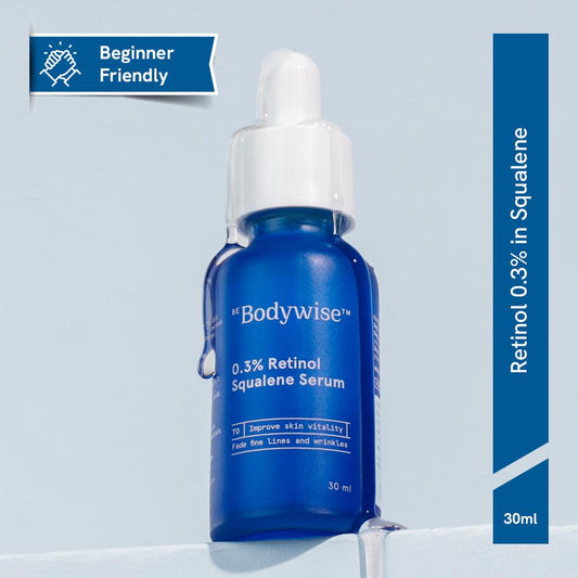 Be Bodywise 0.3% Retinol Squalene Anti-Aging Serum - Beginner Friendly - Fades Fine Lines & Wrinkles