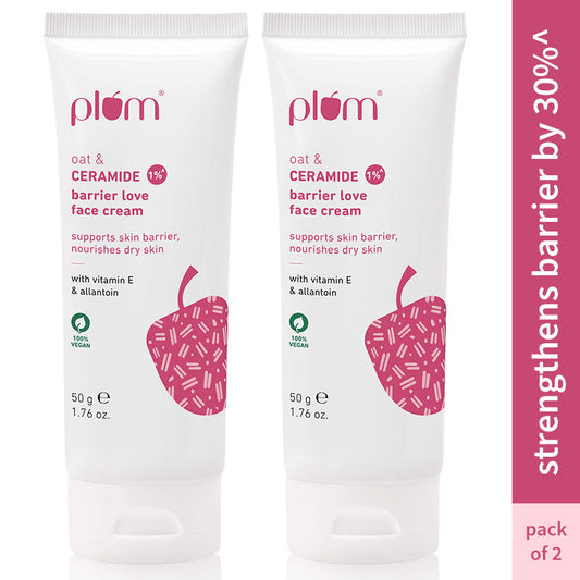 Plum 1% Ceramide Barrier Love Face Cream With Oat Strengthens Skin Barrier - Pack Of 2