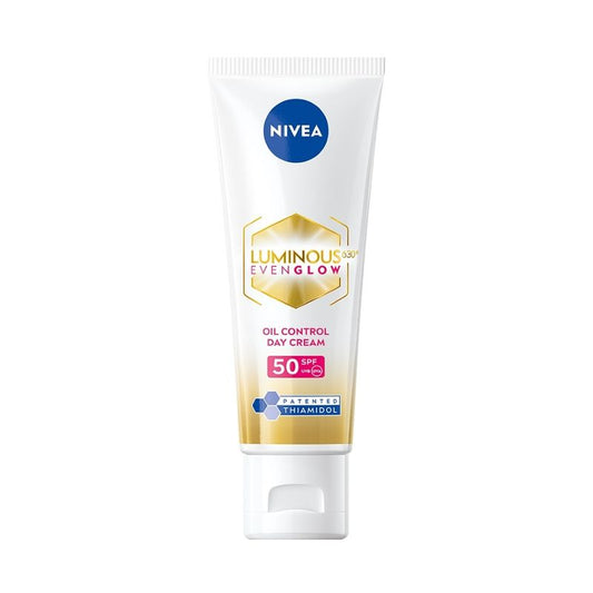 Nivea Luminous Even Glow Oil Control Day Cream Spf 50,Thiamidol Uv Protection & Reduces Dark Spots