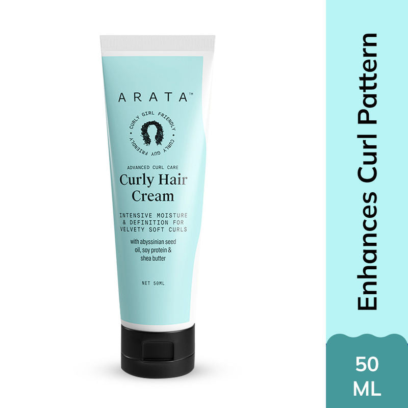 Arata Curly Hair Cream For Definition With Abyssinian Seed Oil, Soya Protein & Shea Butter