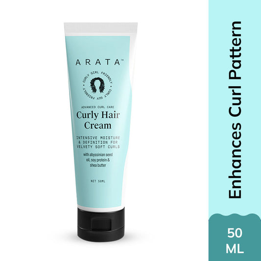 Arata Curly Hair Cream For Definition With Abyssinian Seed Oil, Soya Protein & Shea Butter