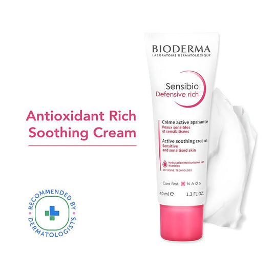 Bioderma Sensibio Defensive Rich Soothing 12hr Moisturizer With Vitamin E - Sensitive Skin