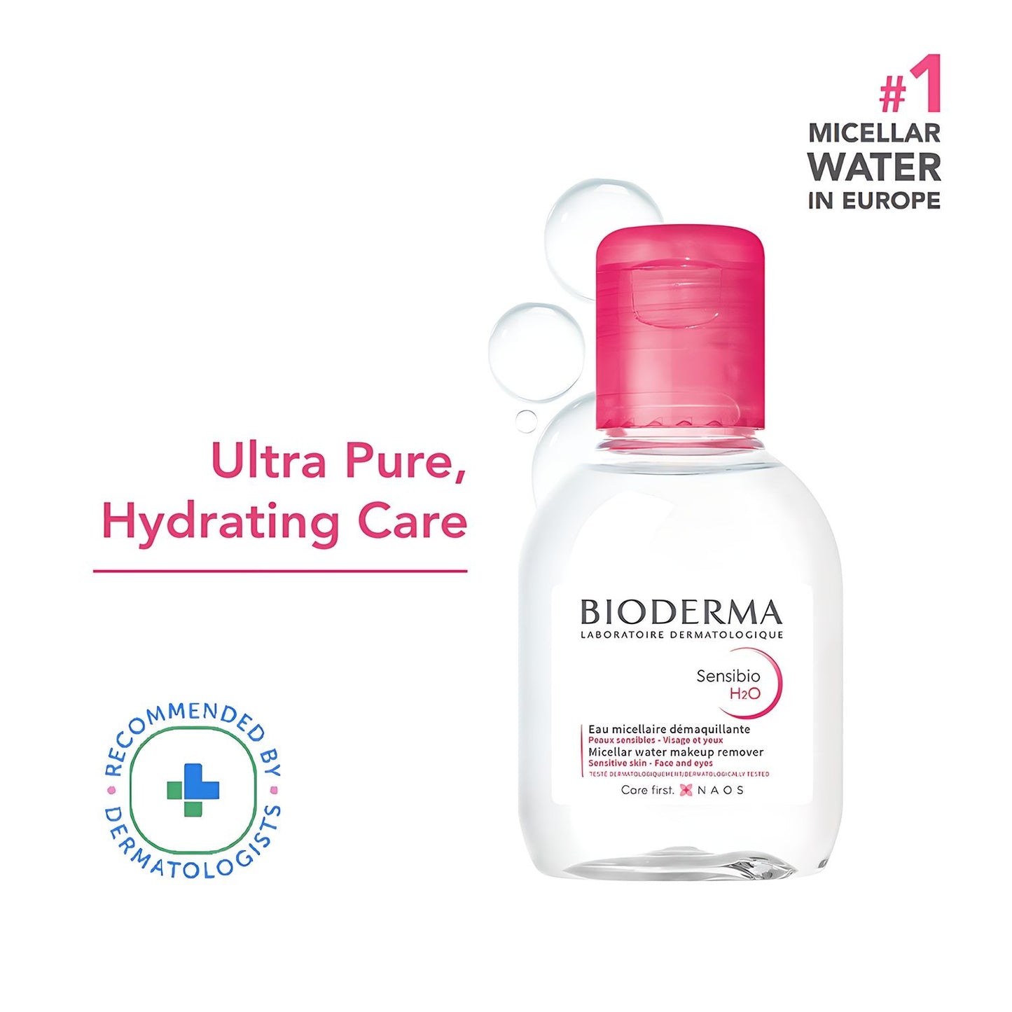 Bioderma Dermatological Micellar Water Sensibio H2O - Gently Removes Makeup Prevents Clogged Pores