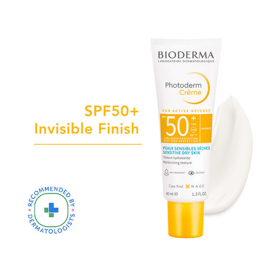 Bioderma SPF 50+ Sunscreen Invisible Photoderm Creme For Normal To Dry Senstive Skin No White Cast