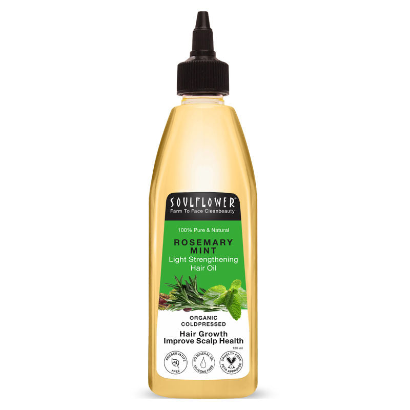 Soulflower Rosemary Mint Hair Growth Oil For Hair Fall & Dandruff Control, Light Hair Oil