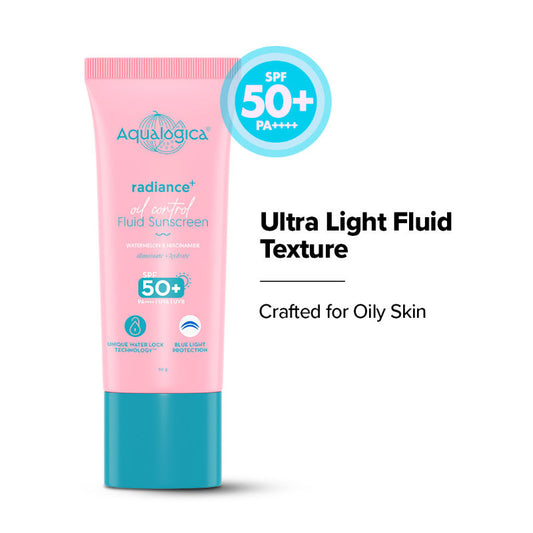 Aqualogica Radiance Fluid Sunscreen SPF50+ PA++++ with Niacinamide & Watermelon For Oily Skin