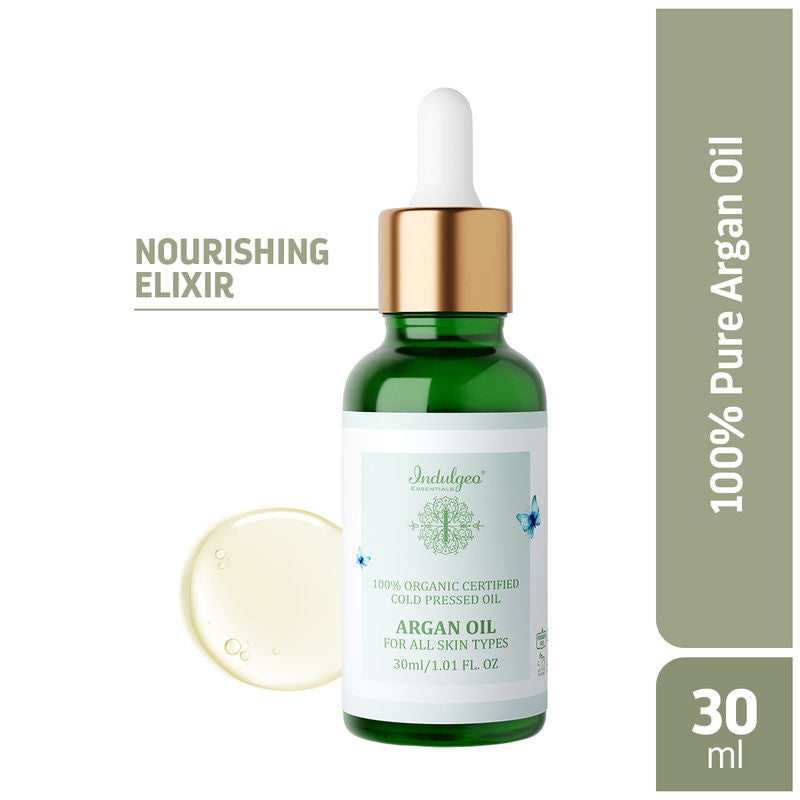 Indulgeo Essentials 100% Cold Pressed Organic Argan Oil - For Skin & Hair