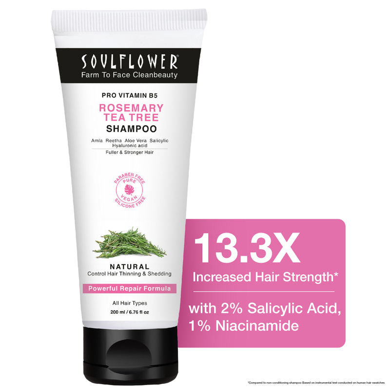 Soulflower Rosemary Tea Tree Anti-Hairfall Shampoo, Sulphate & Paraben Free, Reduces Split-Ends