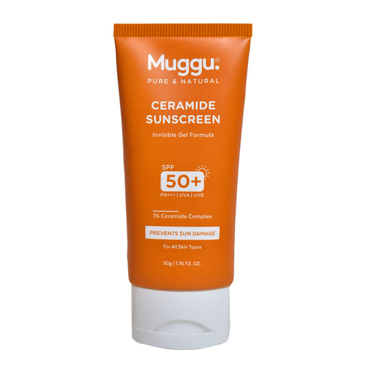 Muggu Skincare Ceramide Invisible Gel Sunscreen for Sun Protection with 1% Ceramide Complex