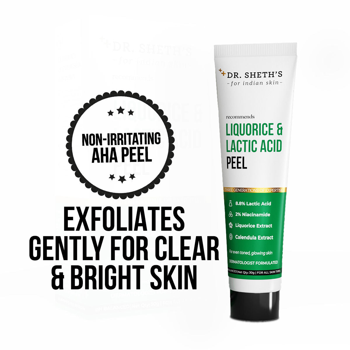 Dr. Sheth's Liquorice & 8.8% Lactic Acid (AHA) Chemical Peel For Even-Toned, Glowing Skin