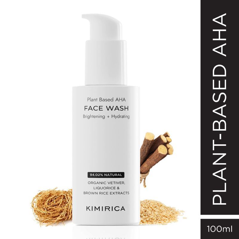 Kimirica Face Wash For Bright & Hydrated Skin With Plant Powered Aha & Vitamin E, Dry To Normal Skin