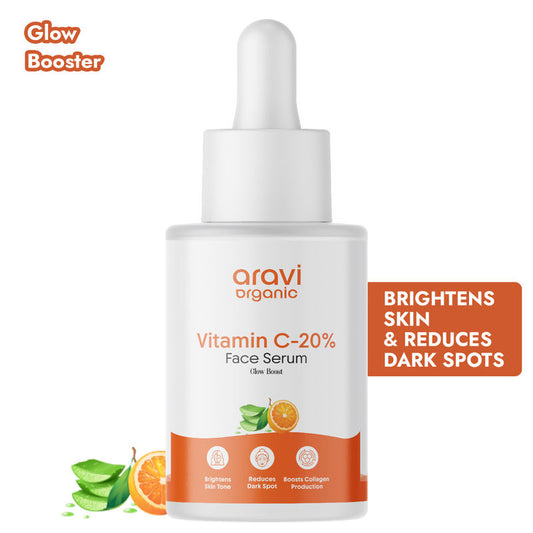 Aravi Organic 20% Vitamin C Face Serum For Brightening, Dark Spots, & Uneven Skin Tone