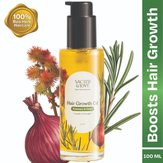 Sacred Grove Castor Onion Rosemary Hair Growth Oil Non-Sticky Hairgrowth Oil for Hairfall & Thinning