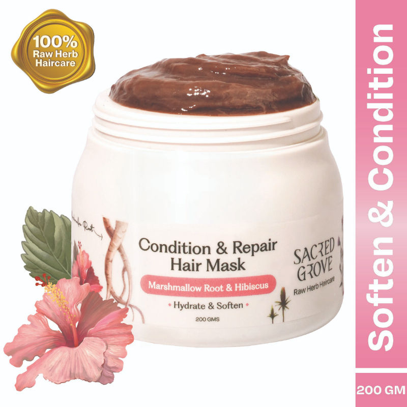 Sacred Grove Natural Hair Mask Deep Conditioning for Frizzy Dry Hair Herbal Hair Spa with Argan Oil