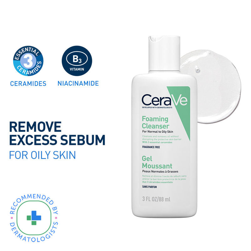 CeraVe Foaming Cleanser Face Wash For Oily Skin with Ceramides, Dermatologist Recommended
