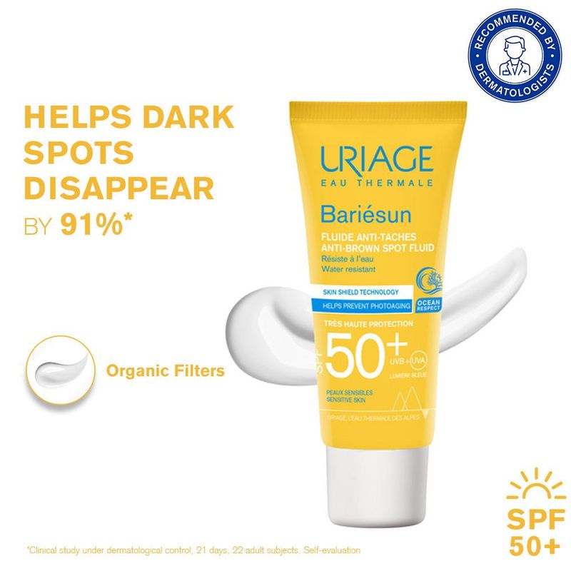 Uriage Bariesun Anti-Brown Spot Sunscreen SPF50+ Vitamin C&E Reduces Dark Spots Dermat Recommended
