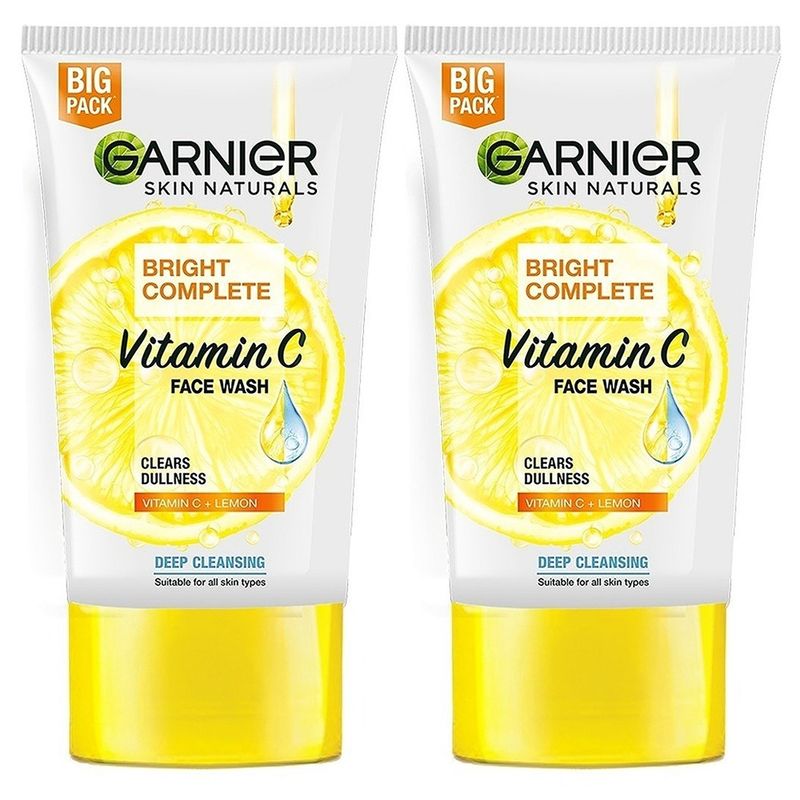Garnier Bright Complete Vitamin C Face Wash For Brighter Skin (Pack of 2) | 150gm Each