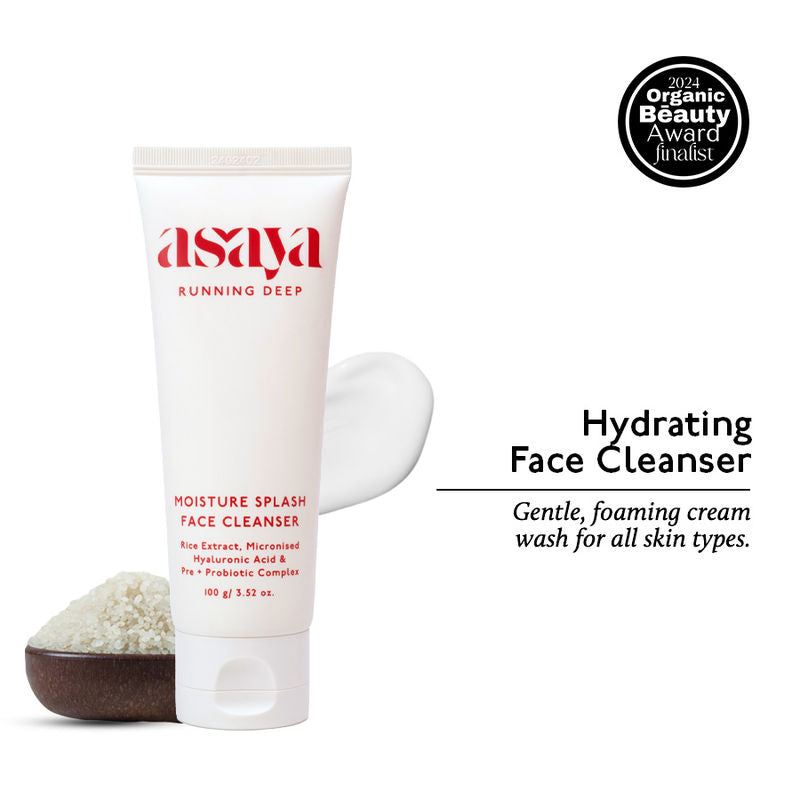 Asaya Brightening Face Wash for Sensitive, Oily & Dry Skin Cleanser With HA & Pre + Probiotics