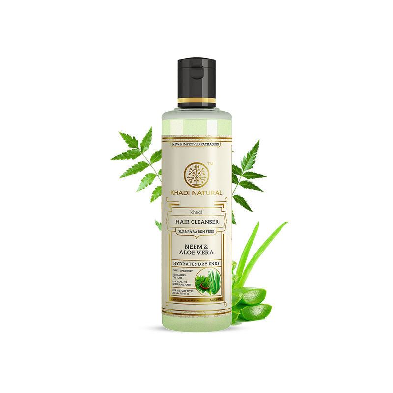 Khadi Natural Neem & Aloe Vera Hair Cleanser (Shampoo) Hydrates Dry Ends