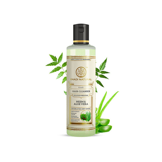 Khadi Natural Neem & Aloe Vera Hair Cleanser (Shampoo) Hydrates Dry Ends