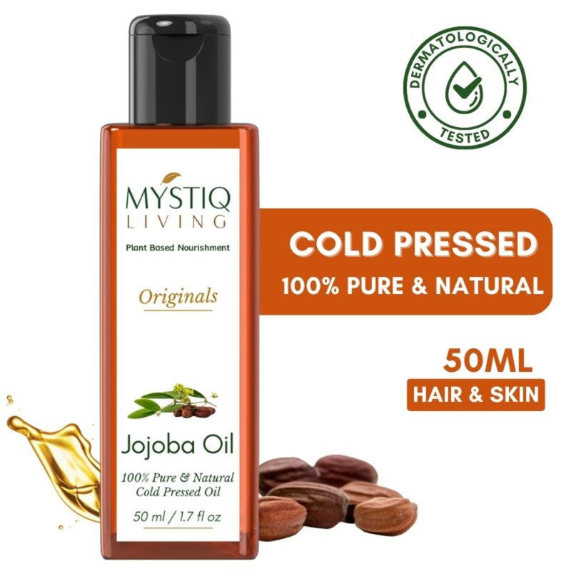 Mystiq Living Jojoba Oil Cold Pressed 100% Pure and Natural for Hair, Face & Body