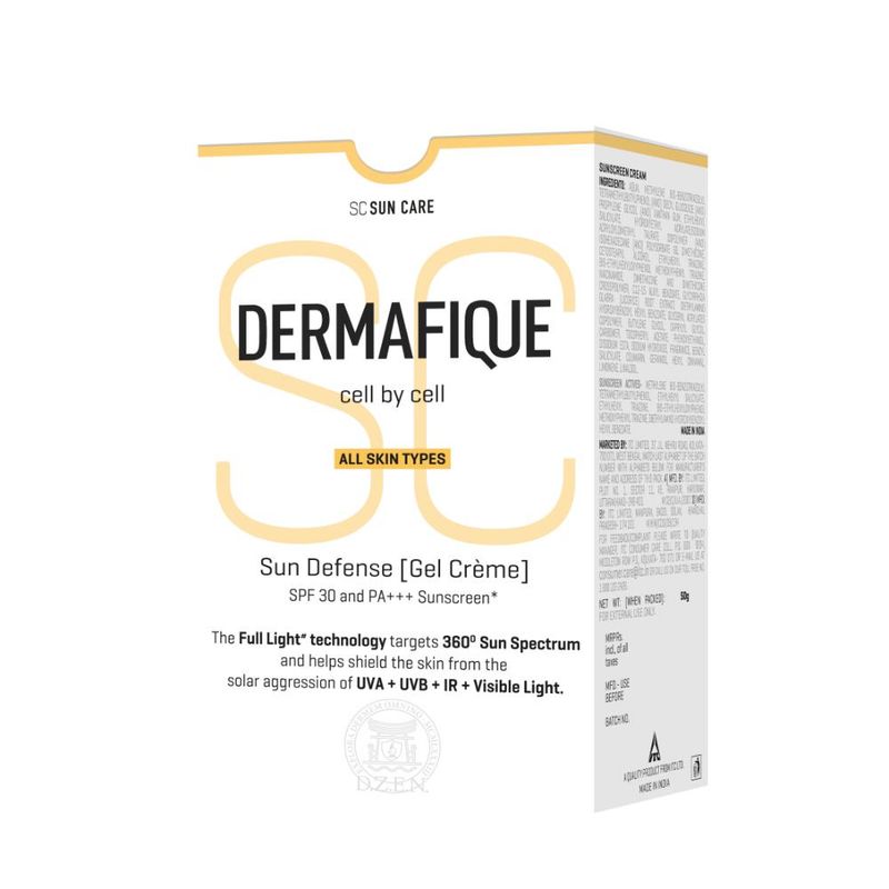 Dermafique Sun Defense Gel Crème, SPF 30, PA +++ Sunscreen 50g, Prevents Tanning & Pigmentation