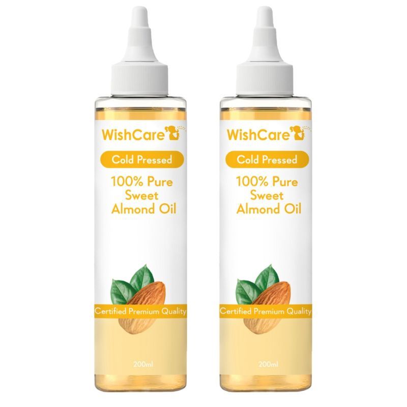 Wishcare 100% Pure Cold Pressed Badam Rogan Sweet Almond Oil For Hair & Glowing Skin - Pack Of 2