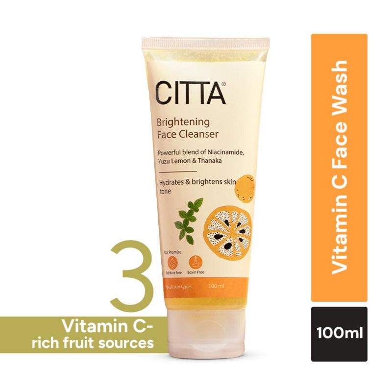 Citta Vitamin C Brightening Face Cleanser, With Yuzu Lemon, Niacinamide, Mild, Non-Drying