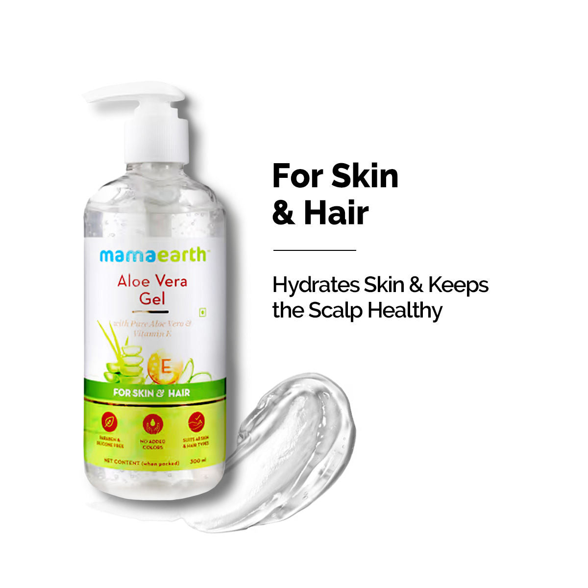 Mamaearth Aloe Vera Gel with Pure Aloe Vera & Vitamin E for Skin & Hair 300ml