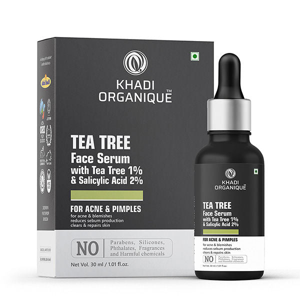 KHADI ORGANIQUE TEA TREE FACE SERUM WITH TEA TREE 1% + SALICYLIC ACID 2% FOR ACNE & BLEMISHES