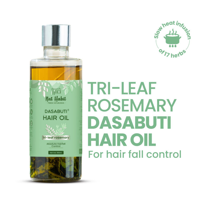 Nat Habit Trileaf Rosemary Hair Oil Controls Hair Fall, Promotes Hair Thickness & Growth With Neem