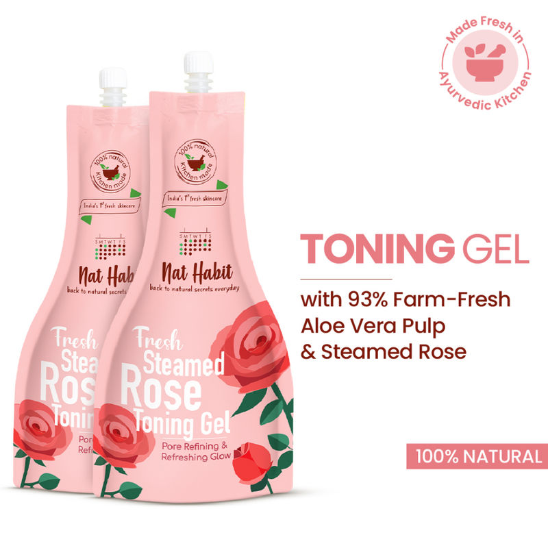 Nat Habit Fresh Steamed Rose Toning Face Gel, Oil Free Moisturizer for Pore Refining & Facial Glow