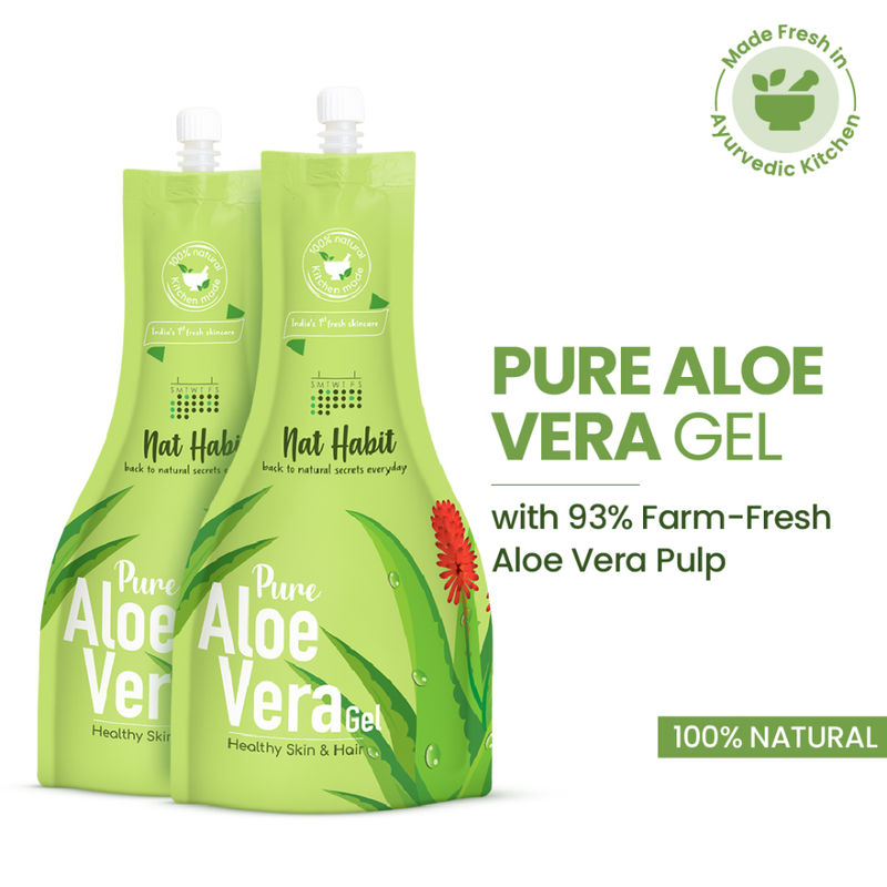Nat Habit Fresh Pure Aloe Vera Gel for Healthy Skin & Hair, Oil Free Moisturizer and Dandruff Rescue