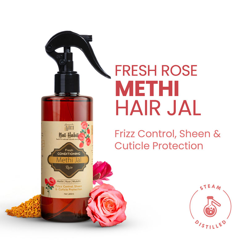 Nat Habit Conditioning Hair Serum - Rose Methi Jal Controls Hairfall With Fenugreek & ACV