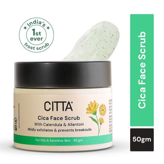 CITTA 3in1 Cica Face Scrub For Tan, Dead Skin Removal - India’s 1st Clear Frosted Face Scrub